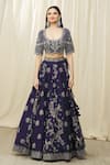 JAYANTI REDDY_Purple And Raw Embroidery Aari Floral Bridal Lehenga Set  _Online_at_Aza_Fashions