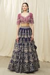 JAYANTI REDDY_Purple And Raw Embroidery Aari Floral Bridal Lehenga Set  _Online_at_Aza_Fashions