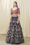 Buy_JAYANTI REDDY_Purple And Raw Embroidery Aari Floral Bridal Lehenga Set  _Online_at_Aza_Fashions