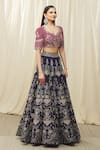 Shop_JAYANTI REDDY_Purple And Raw Embroidery Aari Floral Bridal Lehenga Set  _Online_at_Aza_Fashions