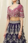 JAYANTI REDDY_Purple And Raw Embroidery Aari Floral Bridal Lehenga Set  _at_Aza_Fashions