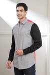Buy_Seven_Grey Cotton Plain Two Tone Shirt _Online_at_Aza_Fashions