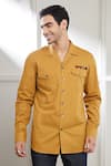 Seven_Brown Cotton Satin Embroidery Placement Heart Shirt _Online_at_Aza_Fashions