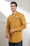 Buy_Seven_Brown Cotton Satin Embroidery Placement Heart Shirt _Online_at_Aza_Fashions