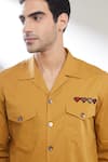 Shop_Seven_Brown Cotton Satin Embroidery Placement Heart Shirt _Online_at_Aza_Fashions