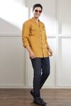 Seven_Brown Cotton Satin Embroidery Placement Heart Shirt _at_Aza_Fashions