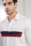 Shop_Seven_White Cotton Sateen Plain Perspective Constrast Panel Shirt _Online_at_Aza_Fashions