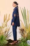 Shahin Mannan_Blue Poplin Star Splashes Shirt And Pant Set_Online_at_Aza_Fashions