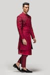 Shop_Asuka_Red Chanderi Silk Embroidery French Knot Sherwani Set _Online_at_Aza_Fashions