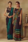 Shop_Shilpi Gupta_Black Blouse Net, Saree Pure Georgette Beads And Cutdana, Printed Border With_Online_at_Aza_Fashions