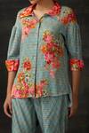 Shilpi Gupta_Grey Pant Viscose , Shirt Poly Floral, Geometric Print And Set _Online_at_Aza_Fashions