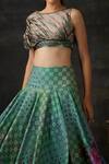 Shilpi Gupta_Green Blouse  Armani Satin, Skirt  Banana Crepe Printed And High-waisted Set_Online_at_Aza_Fashions