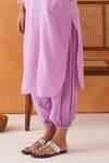 Shipraa Grover_Purple Chanderi, Cotton Embroidery Round Neck Noor Kurta And Pant Set _at_Aza_Fashions
