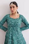 Shop_Shipraa Grover_Green Chanderi, Georgette Embroidery Square Neck Safira Kurta Sharara Set _Online_at_Aza_Fashions