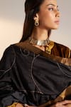Shorshe Clothing_Black Handloom Silk Leaves Cutdana Embellished Dupatta _Online_at_Aza_Fashions