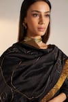Shop_Shorshe Clothing_Black Handloom Silk Leaves Cutdana Embellished Dupatta _Online_at_Aza_Fashions
