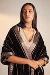 Buy_Shorshe Clothing_Black Silk Velvet Hand Embroidery Stripe Sequin Embellished Dupatta _Online_at_Aza_Fashions