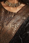 Shorshe Clothing_Black Brocade Silk Woven Floral Round Blouse _Online_at_Aza_Fashions