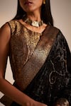 Shop_Shorshe Clothing_Black Silk Velvet Woven Floral Saree _Online_at_Aza_Fashions