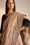 Buy_Shorshe Clothing_Grey Handloom Tissue Woven Geometric Saree _Online_at_Aza_Fashions