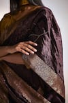 Buy_Shorshe Clothing_Purple Silk Velvet Woven Floral Bordered Saree _Online_at_Aza_Fashions