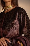 Shop_Shorshe Clothing_Purple Silk Velvet Printed Floral Round Blouse _Online_at_Aza_Fashions