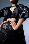 Shorshe Clothing_Black Sequins Notched Lapel Sally Jacket _Online_at_Aza_Fashions