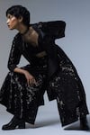 Shop_Shorshe Clothing_Black Sequins Notched Lapel Sally Jacket _Online_at_Aza_Fashions