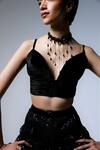 Shorshe Clothing_Black Sweetheart Neck Velvet Bralette And Palazzo Set_Online_at_Aza_Fashions