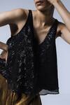 Shop_Shorshe Clothing_Black Sequins V Neck Top _at_Aza_Fashions