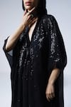 Buy_Shorshe Clothing_Black Sequins Plunge V Jaya Kaftan _Online_at_Aza_Fashions