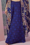 Buy_Krisha sunny Ramani_Blue Cape Georgette Printed Sequin Cape Open Jhumka Sharara Set _Online_at_Aza_Fashions