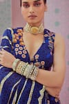 Krisha sunny Ramani_Blue Blouse And Lehenga Crepe Embroidered Sequin Jhumka Embellished Panelled Set _Online_at_Aza_Fashions