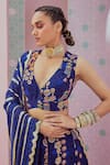 Shop_Krisha sunny Ramani_Blue Blouse And Lehenga Crepe Embroidered Sequin Jhumka Embellished Panelled Set _Online_at_Aza_Fashions