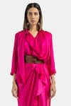 Buy_431-88 by Shweta Kapur_Fuchsia Silk Satin Scarf Neck Shirt  _Online_at_Aza_Fashions