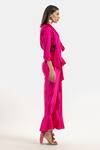 Shop_431-88 by Shweta Kapur_Fuchsia Silk Satin Plain Ruffled Sunday Skirt  _Online_at_Aza_Fashions