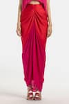 431-88 by Shweta Kapur_Red Chiffon Ombre Draped Skirt  _Online_at_Aza_Fashions