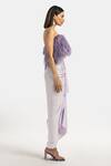 Buy_431-88 By Shweta Kapur_Purple Satin And Faux Feather Embellished Stone & Fringe Layered Top _Online_at_Aza_Fashions