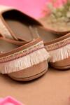 Buy_Coral Haze_Ivory Simone Fringe Trim Juttis_Online_at_Aza_Fashions