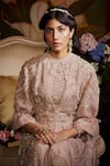 Sahil Kochhar_Pink Organza And Crepe Sitar Jacket & Palazzo Set  _Online_at_Aza_Fashions