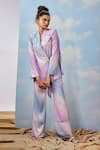 Buy_Sonam Parmar Jhawar_Purple Chiffon Sequins Madison Printed Blazer And Pant Set_Online_at_Aza_Fashions