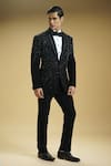 Buy Kommal Sood Black Kupro Embroidered Sequin And Cutdana Tuxedo Trouser Set Online at Aza Fashions Buy_Kommal Sood_Black Kupro Embroidered Sequin And Cutdana Tuxedo Trouser Set _Online_at_Aza_Fashions