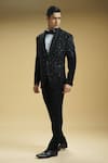 Shop Kommal Sood Black Kupro Embroidered Sequin And Cutdana Tuxedo Trouser Set Online at Aza Fashions Shop_Kommal Sood_Black Kupro Embroidered Sequin And Cutdana Tuxedo Trouser Set _Online_at_Aza_Fashions