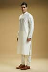 Shop_Kommal Sood_Off White Cotton Silk Plain Solid Kurta And Pant Set  _Online_at_Aza_Fashions