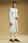 Buy Kommal Sood Off White Silk, Cotton Embroidery Sherwani Set Buy_Kommal Sood_Off White Silk, Cotton Embroidery Sherwani Set