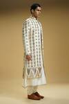 Kommal Sood_Off White Georgette, Cotton, Silk Sequins Embroidered Front-open Sherwani Set_at_Aza_Fashions