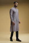 Buy_Kommal Sood_Purple Cotton Silk Solid Front-open Kurta And Trousers Set  _Online_at_Aza_Fashions