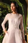 Sahil Kochhar_Purple Organza Net Embroidery Bead Round Lilac Gown With Sheer Yoke _Online_at_Aza_Fashions