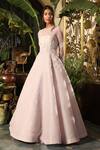 Buy_Sahil Kochhar_Purple Organza Net Embroidery Bead Round Lilac Gown With Sheer Yoke _Online_at_Aza_Fashions