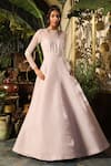 Shop_Sahil Kochhar_Purple Organza Net Embroidery Bead Round Lilac Gown With Sheer Yoke _Online_at_Aza_Fashions